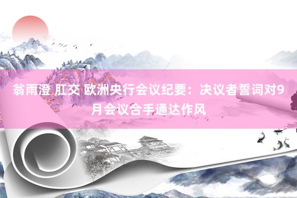 翁雨澄 肛交 欧洲央行会议纪要：决议者誓词对9月会议合手通达作风