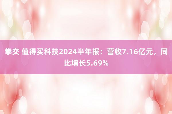 拳交 值得买科技2024半年报：营收7.16亿元，同比增长5.69%