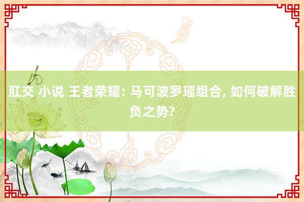 肛交 小说 王者荣耀: 马可波罗瑶组合, 如何破解胜负之势?