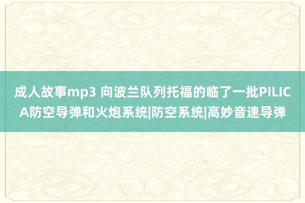 成人故事mp3 向波兰队列托福的临了一批PILICA防空导弹和火炮系统|防空系统|高妙音速导弹