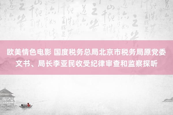 欧美情色电影 国度税务总局北京市税务局原党委文书、局长李亚民收受纪律审查和监察探听