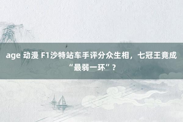 age 动漫 F1沙特站车手评分众生相，七冠王竟成“最弱一环”？