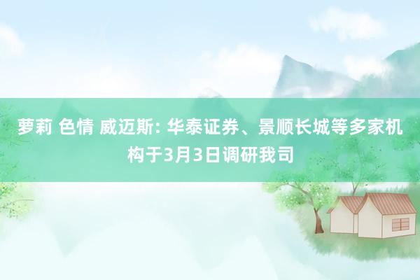 萝莉 色情 威迈斯: 华泰证券、景顺长城等多家机构于3月3日调研我司