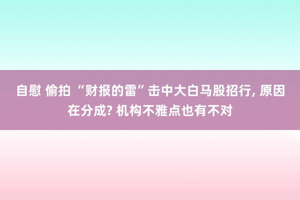 自慰 偷拍 “财报的雷”击中大白马股招行， 原因在分成? 机构不雅点也有不对