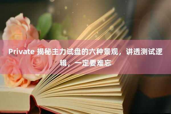 Private 揭秘主力试盘的六种景观，讲透测试逻辑，一定要难忘